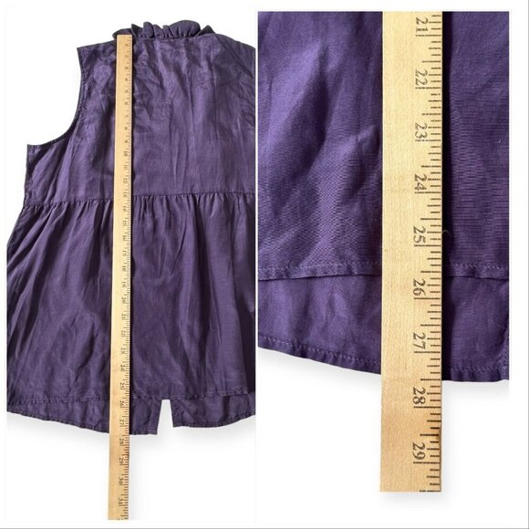 Gap sleeveless blouse with ruffles, Silk/Cotton blend, Size L, Purple - Picture 9 of 12
